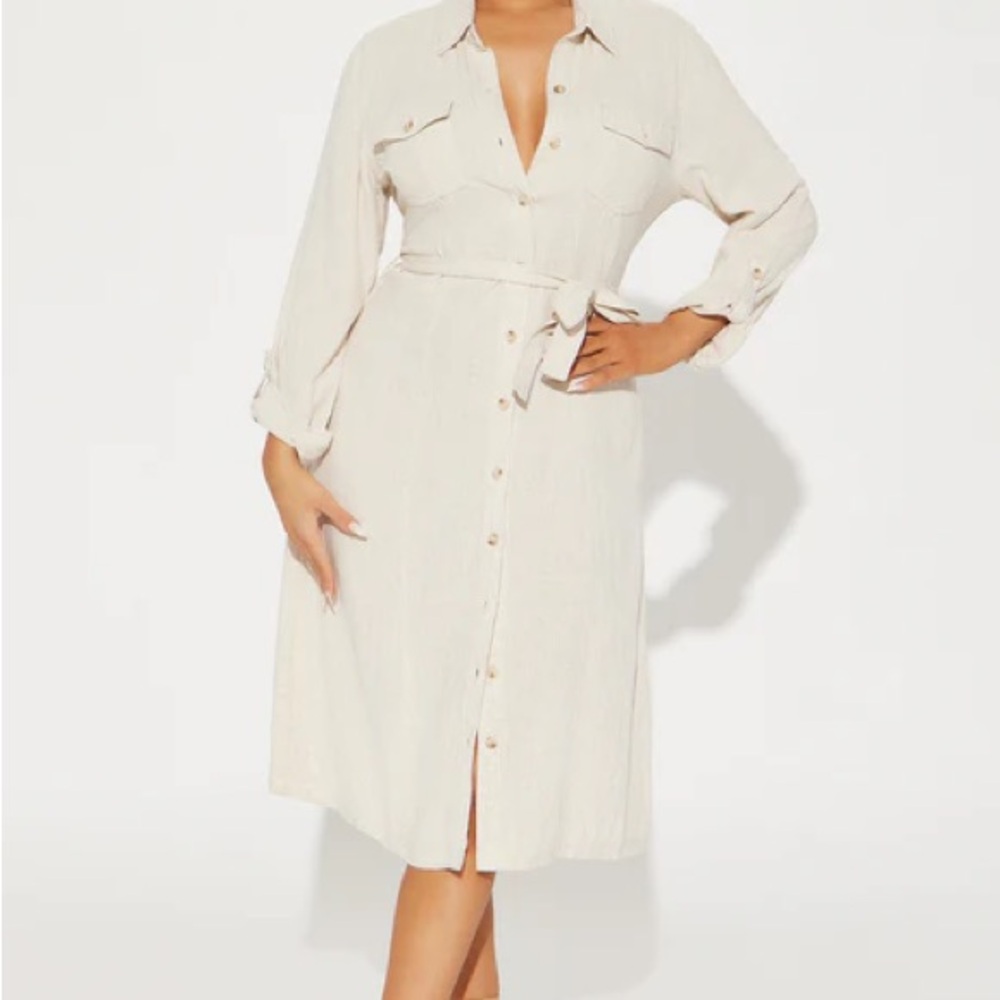 PLUS SIZE LINEN Midi Dress BRAND NEW